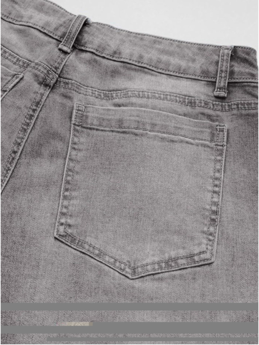 FLAMINGALS Women's Grey Wide Leg Jeans High Rise Button Fly Stretch Denim L - Picture 6 of 7